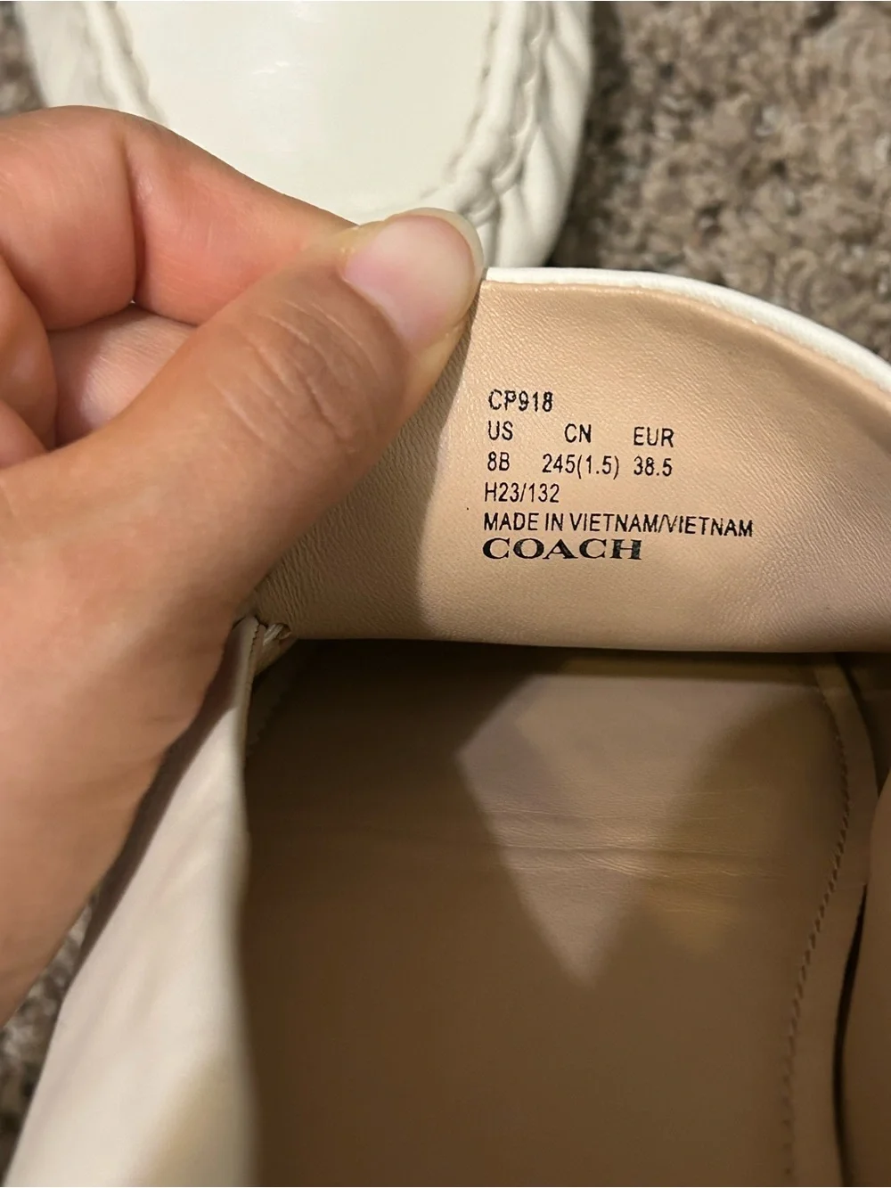 COACH Cream Leather Moccasin Loafers with Silver 'C' Accent